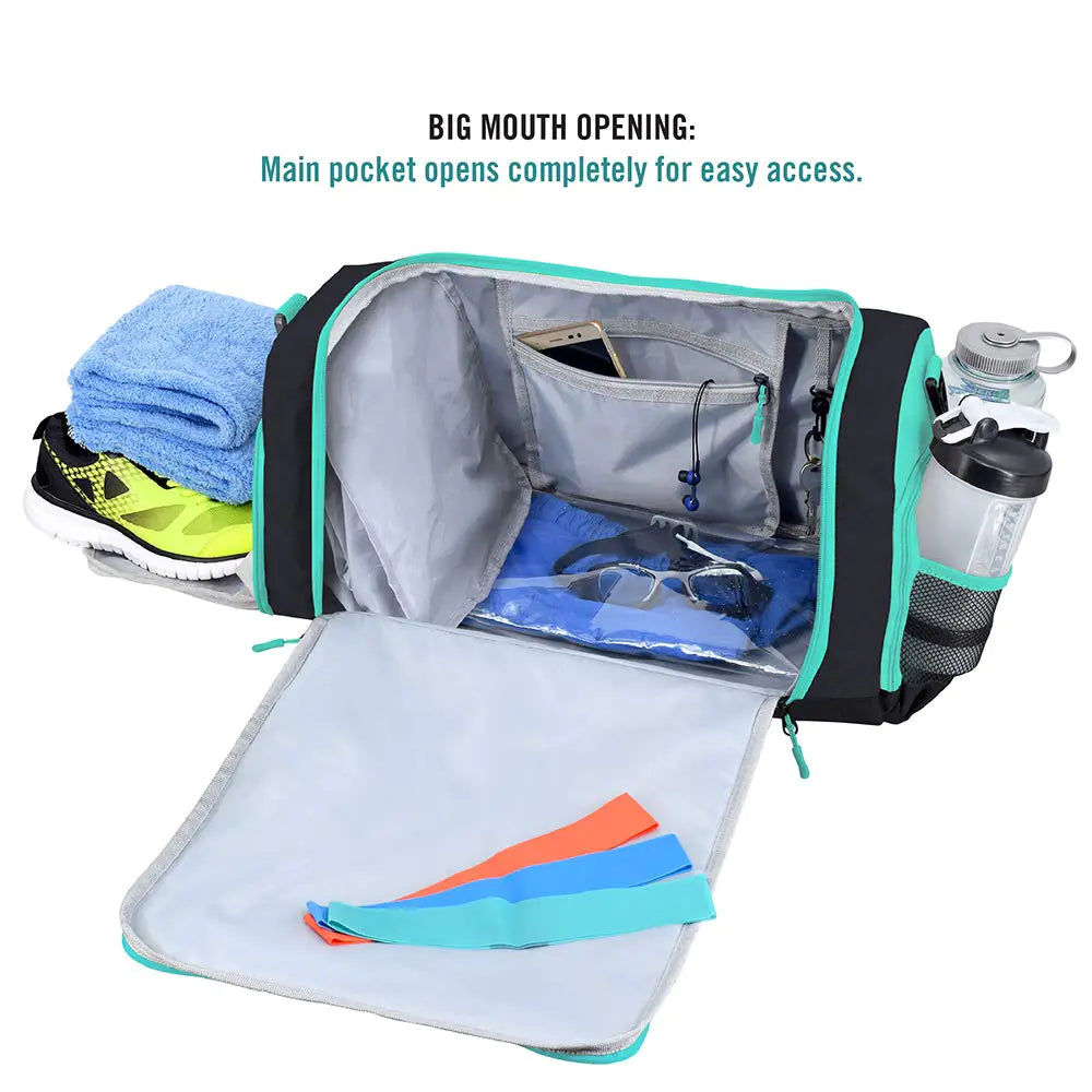 Ultimate Gym Bag 2.0: The Durable Crowdsource Designed Duffel Bag with 10 Optimal Compartments Including Water Resistant Pouch Teal Medium (20")