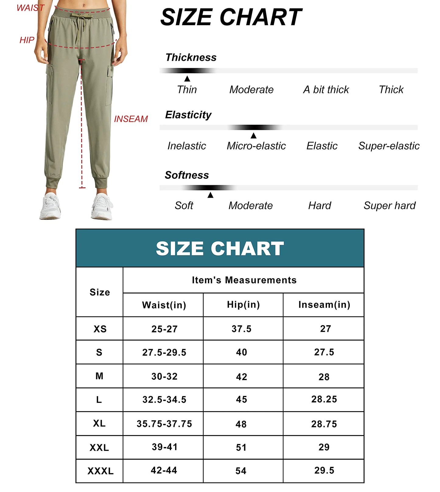 Libin Women's Cargo Joggers Lightweight Quick Dry Hiking Pants Athletic Workout Lounge Casual Outdoor 01-pants-khaki Medium